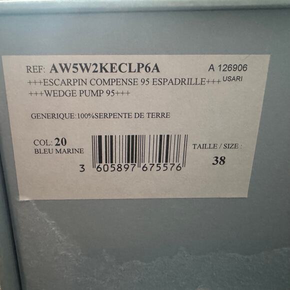 NIB Lanvin Snakeskin Embossed Dotted Espadrille Wedges in Bleu Marine - Picture 12 of 12